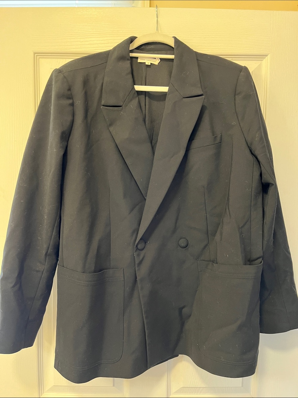 Good American Black Double-Breasted Blazer Jacket